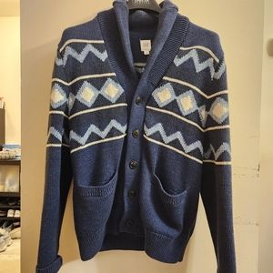 Mens Gap Thick Knitted Aztec Pattern Cardigan